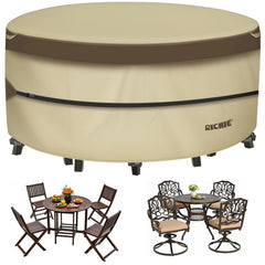 RICHIE front view of round cover protecting outdoor table and chairs