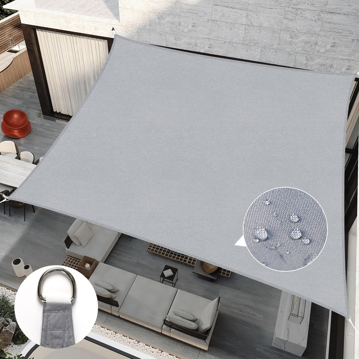 RICHIE front view of 12x12 canopy showing durable shade and modern look