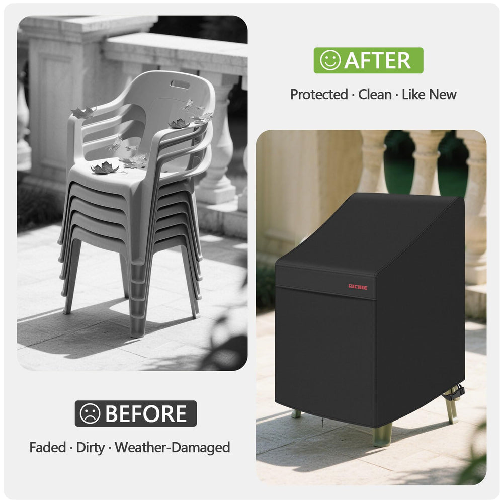 RICHIE cover on a patio setting showcasing outdoor-ready, UV-resistant protection