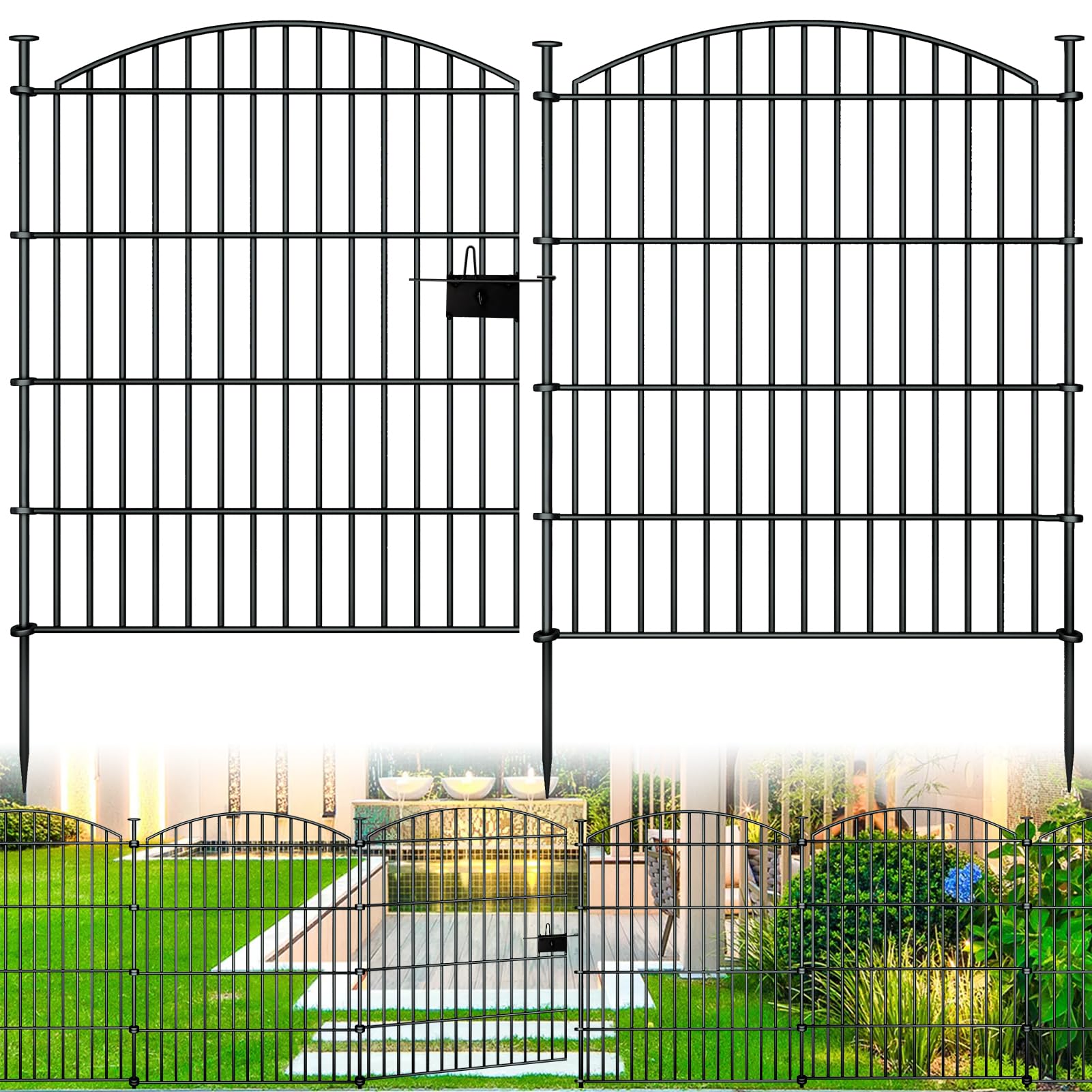 richmen front view of assembled fence showing clear yard border and tidy appearance