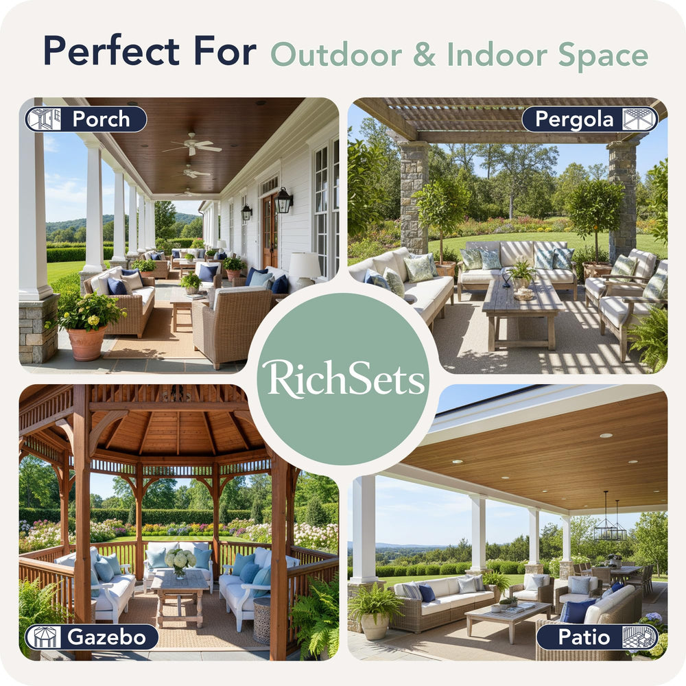 RichSets ambiente de terraza con cortinas para una zona acogedora