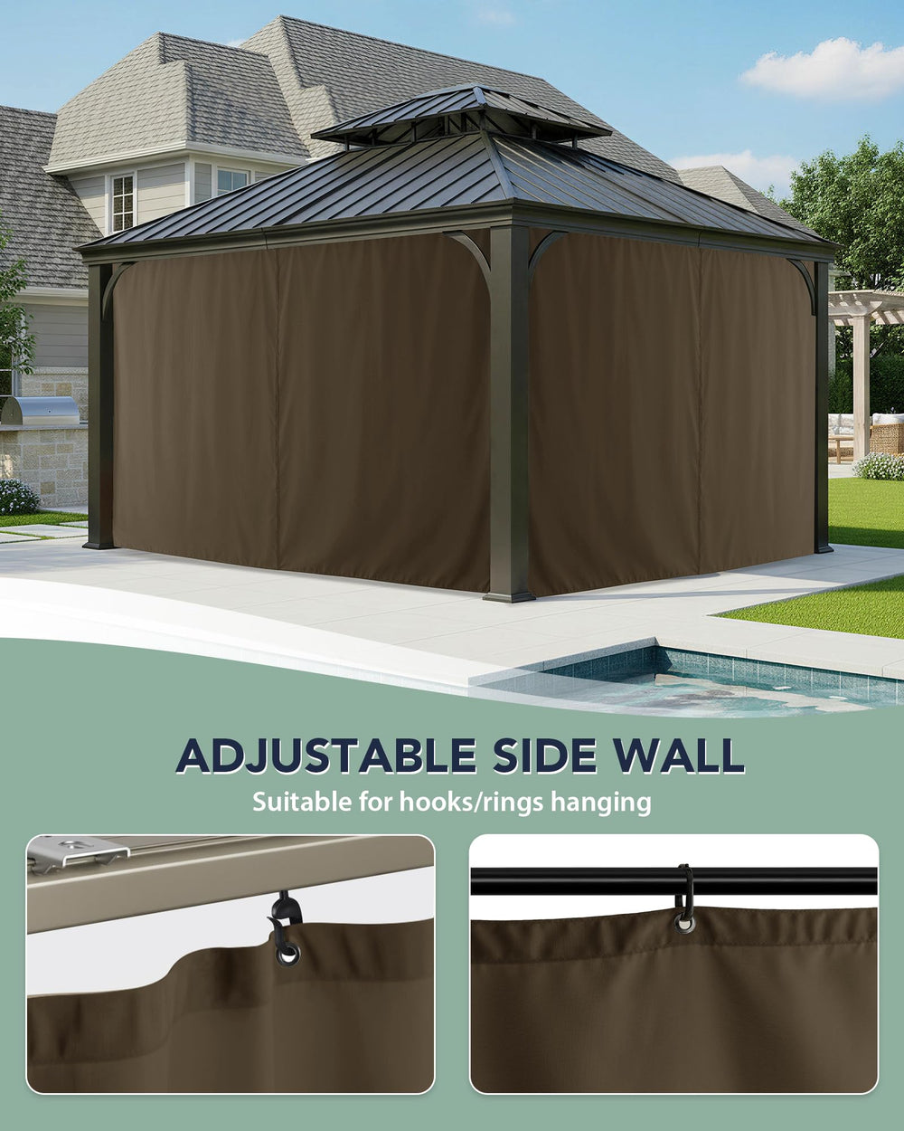 RichSets corner installation on gazebo illustrating universal fit and protection
