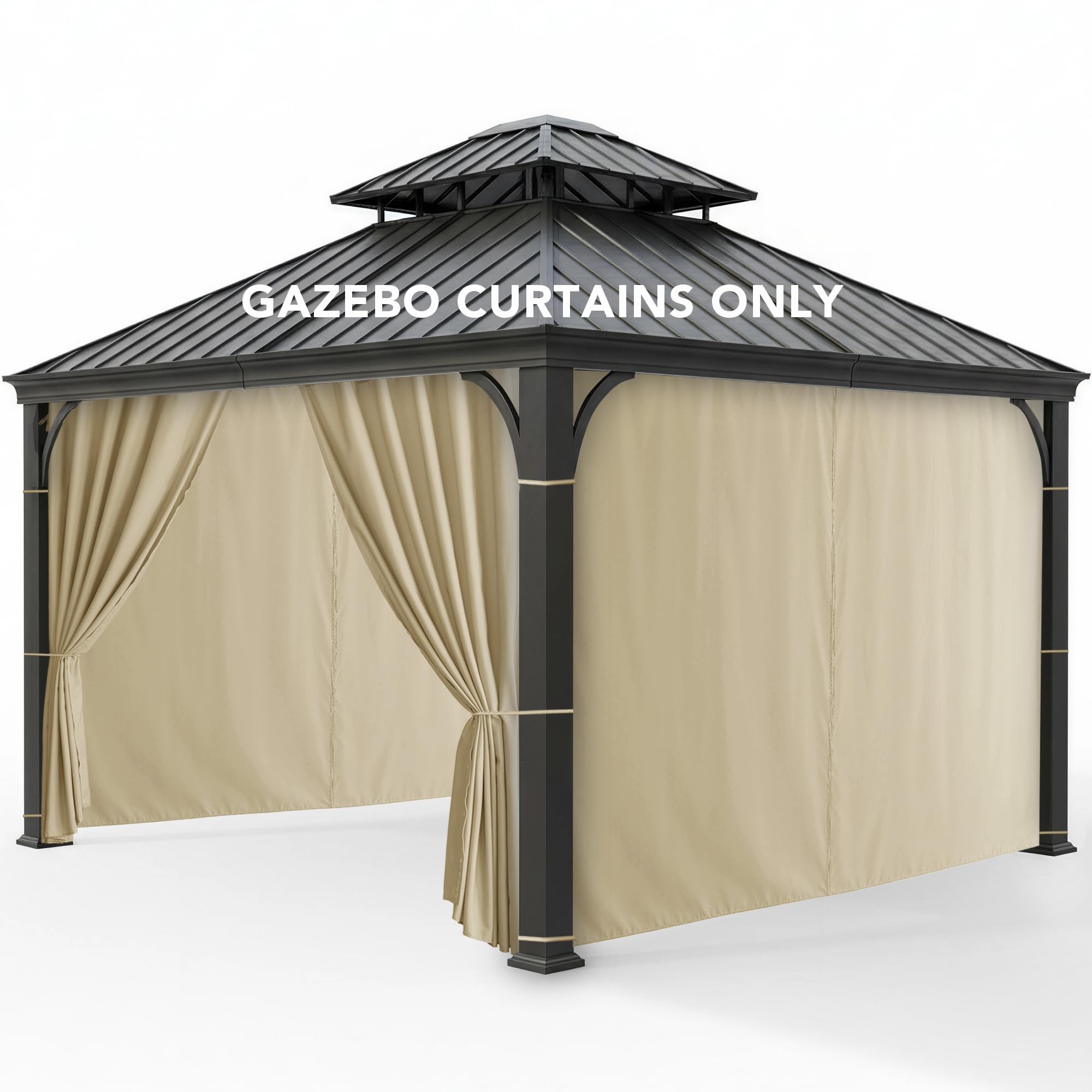 RichSets cream patio curtains front view showing full coverage and neat look