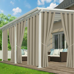 RichSets front view of six-panel patio curtains showing complete outdoor kit benefit