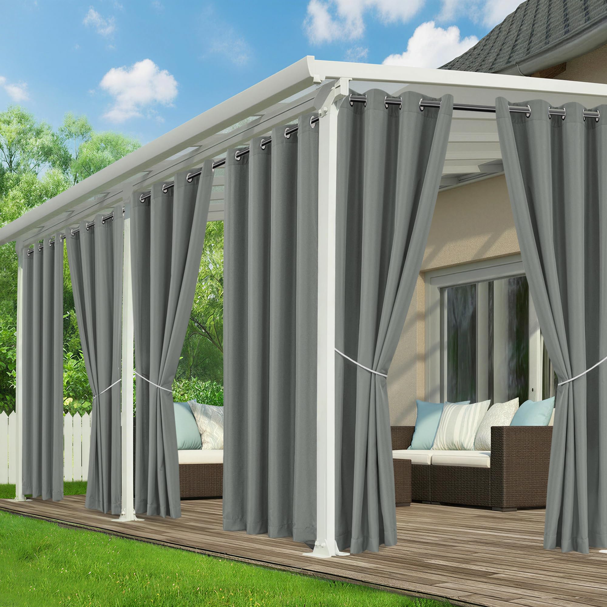 RichSets front view of six-panel patio curtains showing full coverage and style