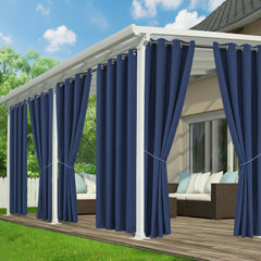 RichSets front view of six-panel curtains showing full coverage and curb appeal