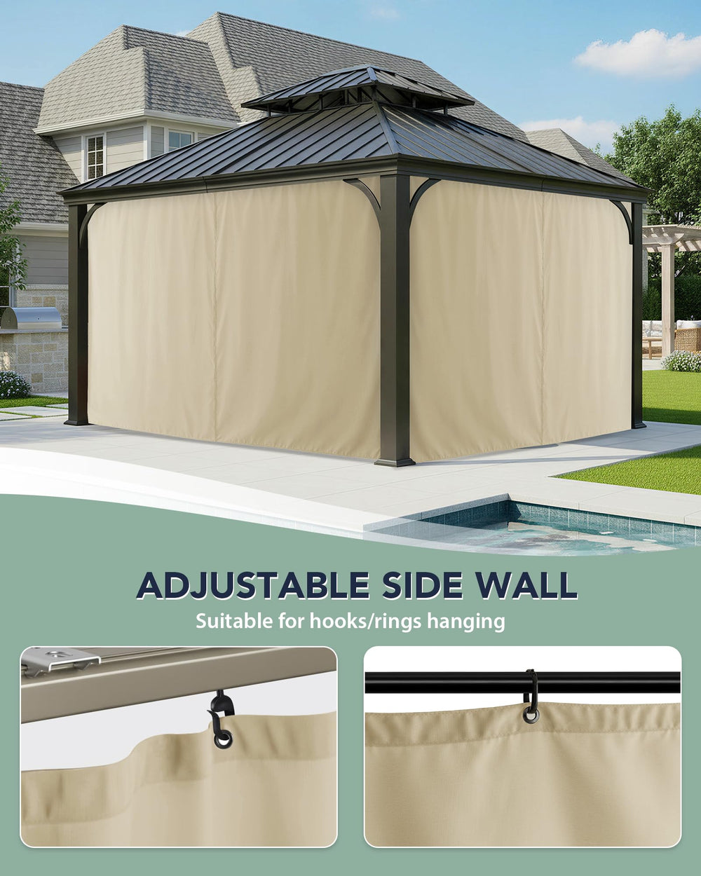 RichSets universal hanging rings included for quick and stable installation