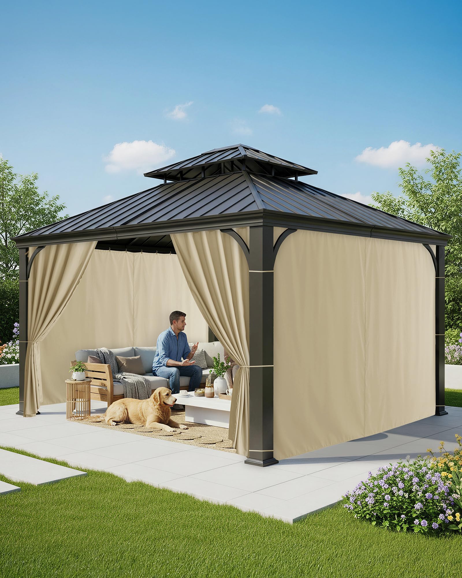RichSets curtains installed on a gazebo providing weather protection and privacy