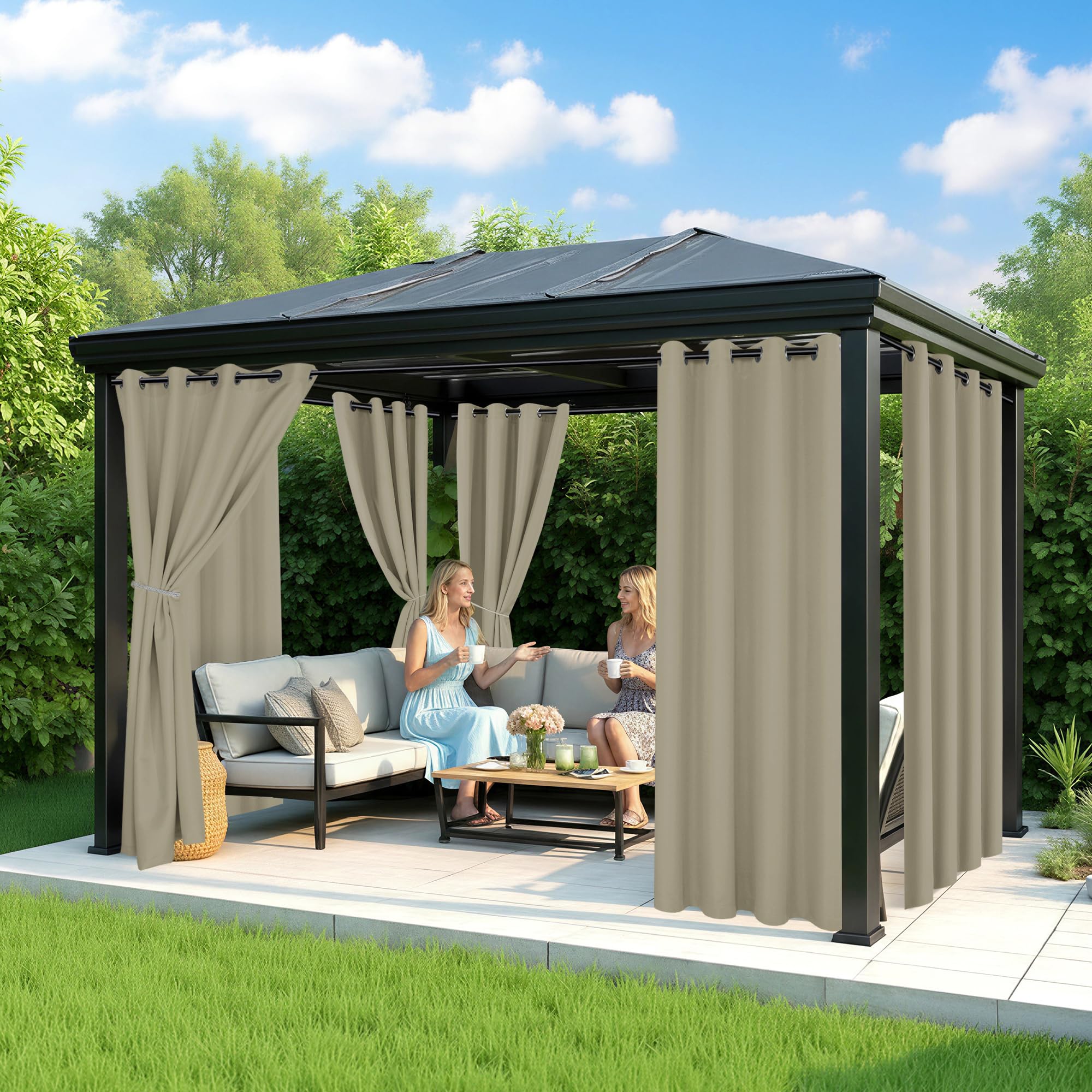 RichSets curtains installed on a pergola creating privacy and shade for patio