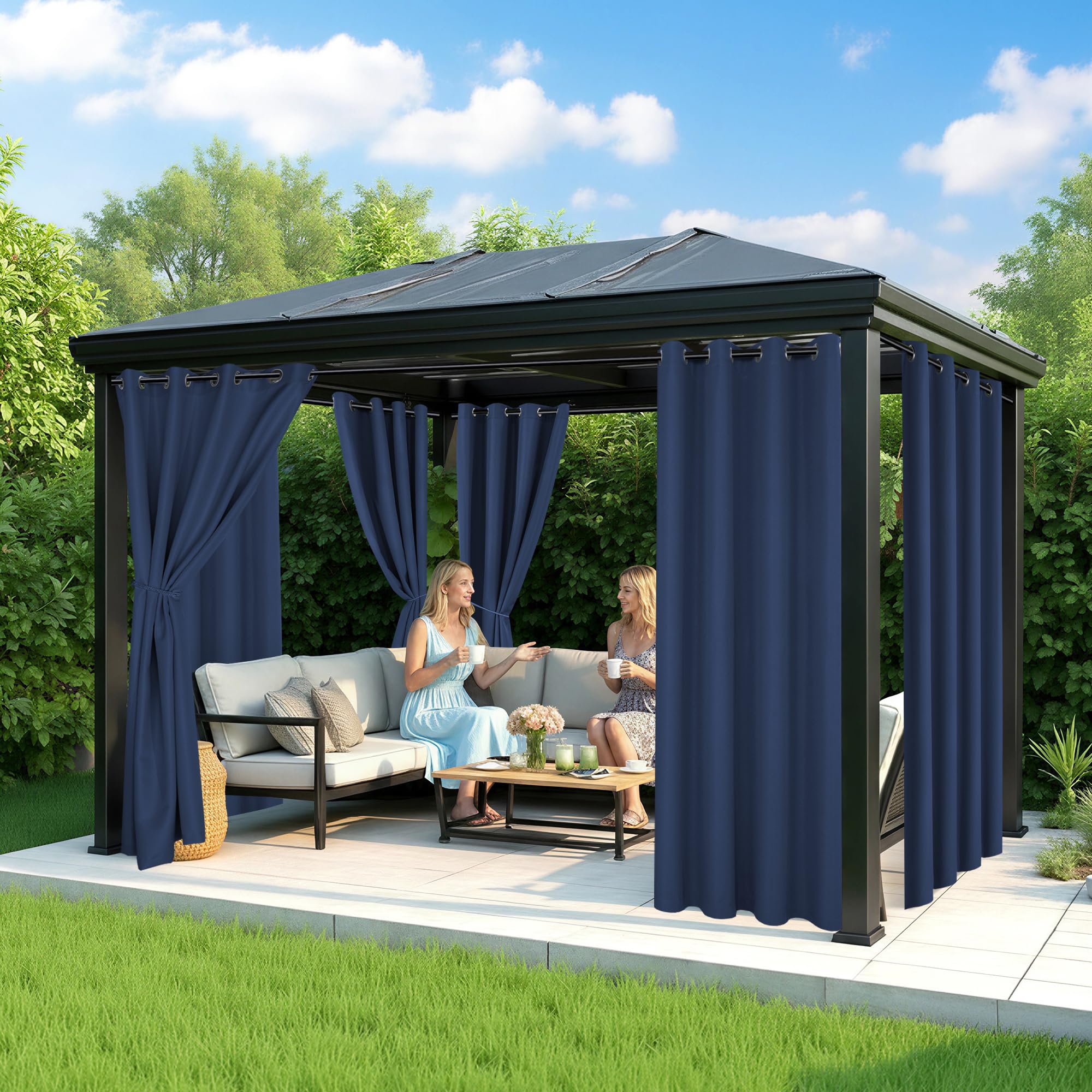 RichSets installed on a patio creating shade and privacy for outdoor seating