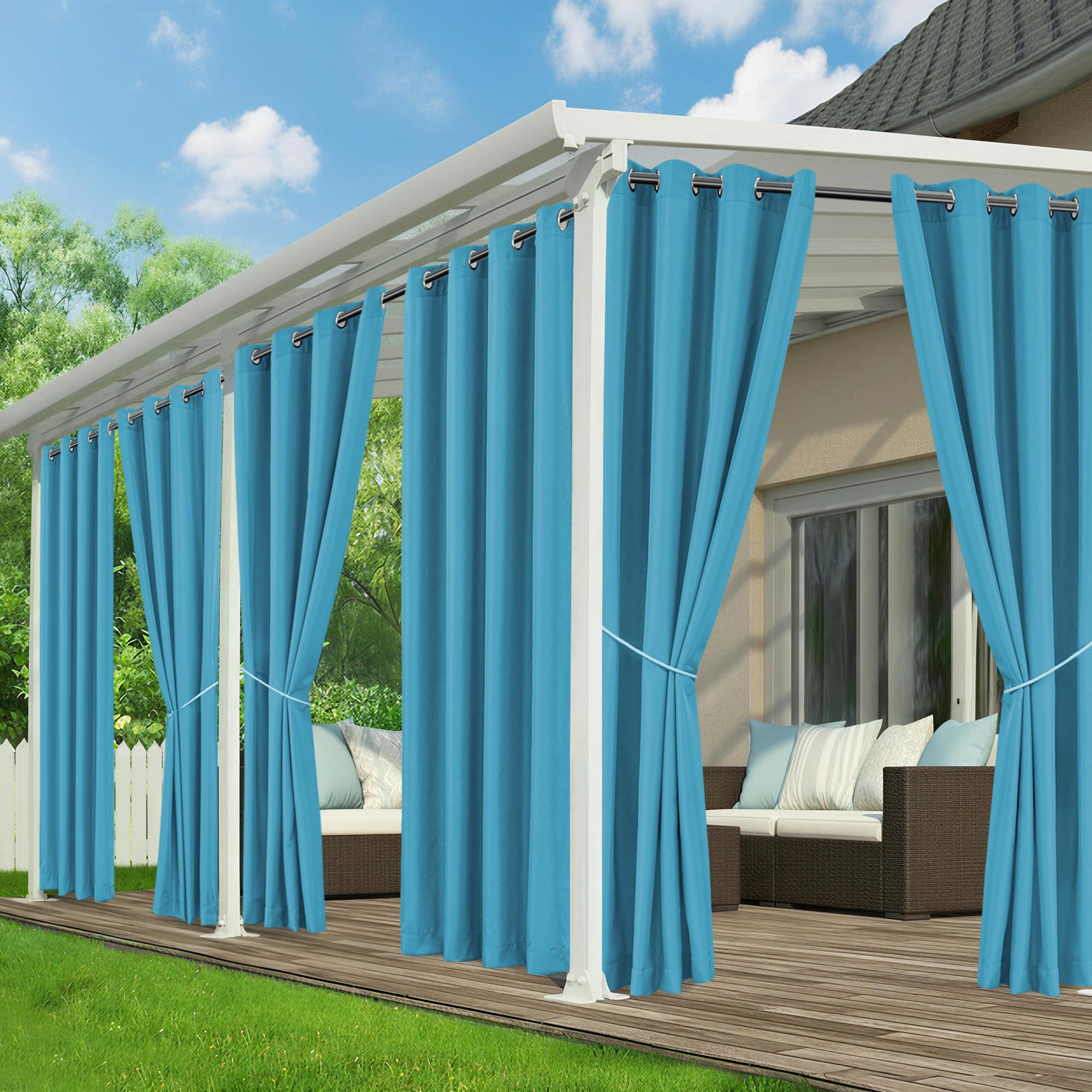 RichSets front view showing six waterproof patio panels for full privacy