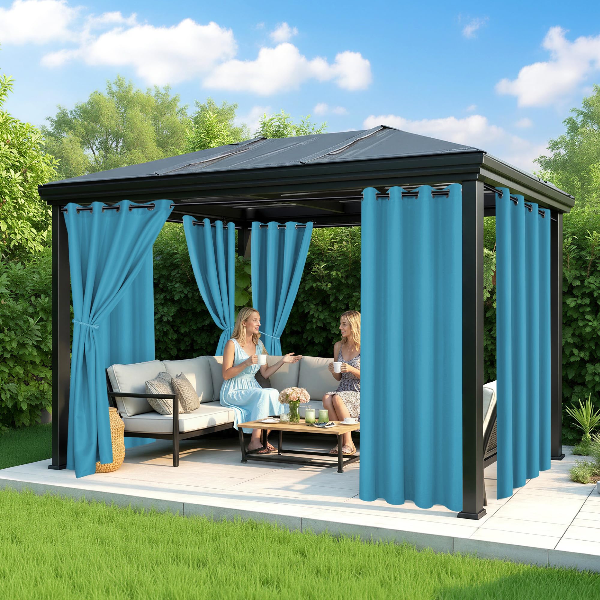 RichSets installed on a patio providing shade and comfortable outdoor living