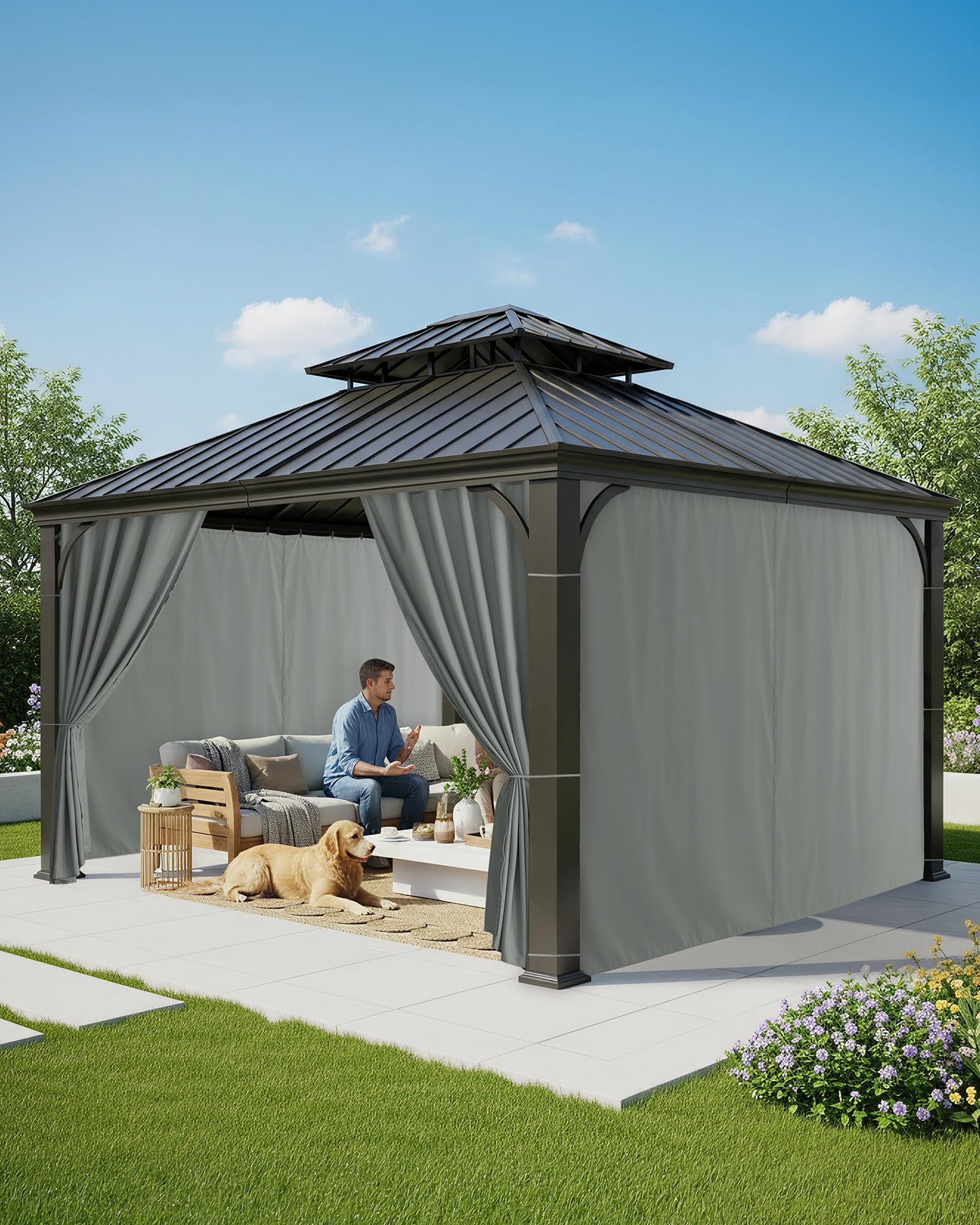RichSets installed panels on gazebo showing protected outdoor living area