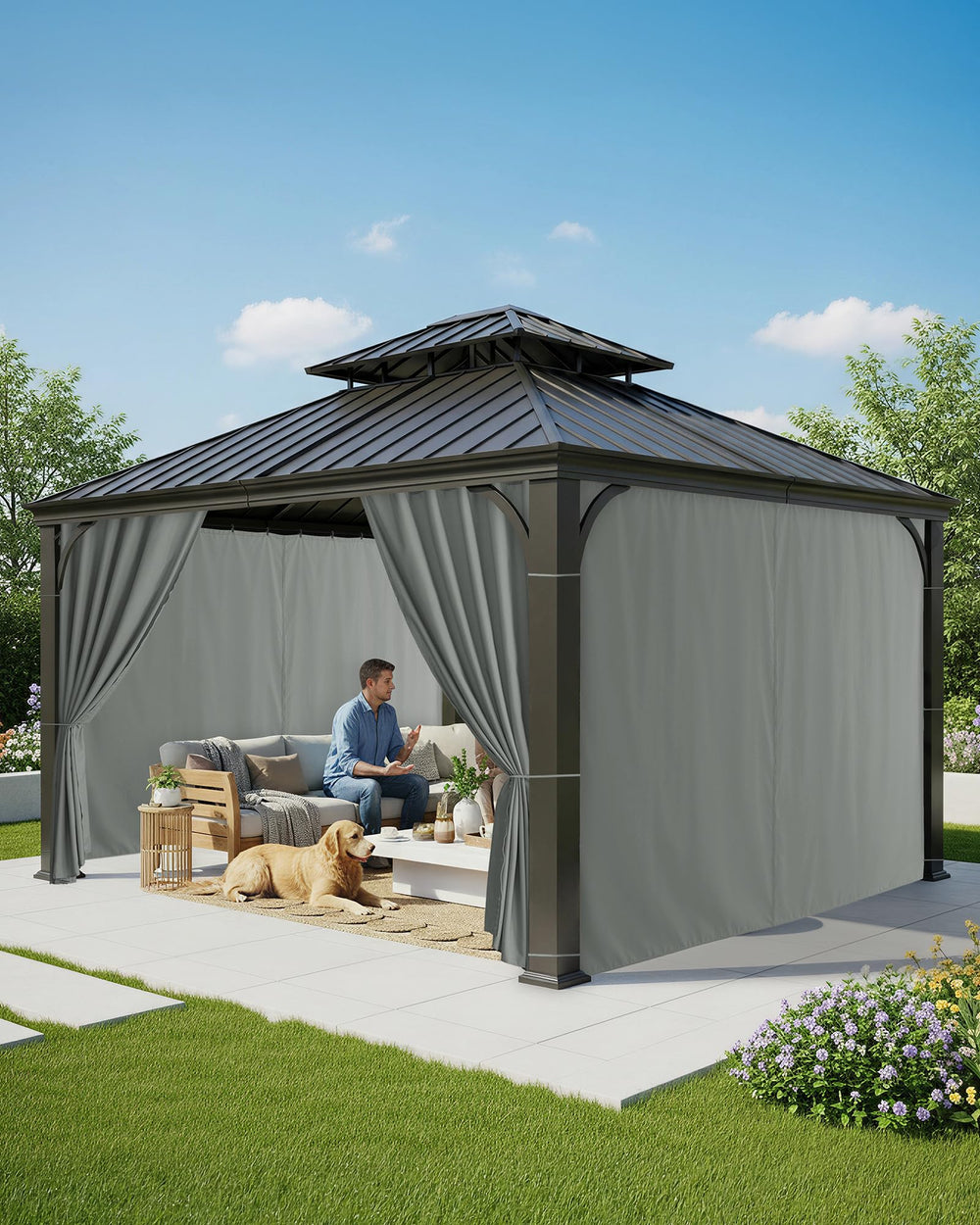 RichSets installed panels on gazebo showing protected outdoor living area