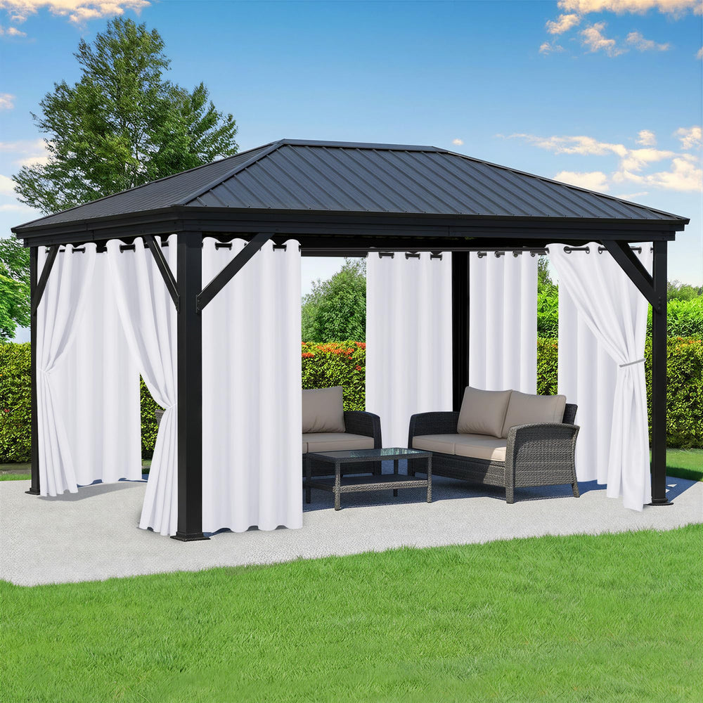 RichSets white outdoor curtains front view showing clean panels and bright protection