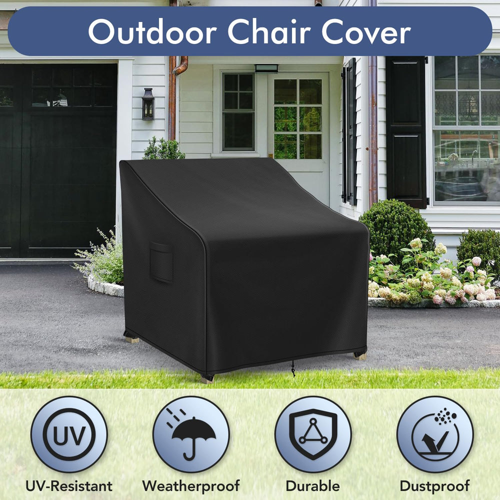Richwon outdoor chair covered in garden, protects seat from rain and sun