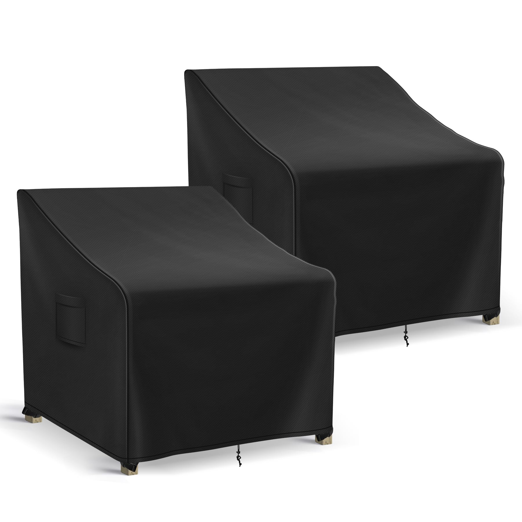 Richwon front view of two black chair covers protecting furniture, shows durability