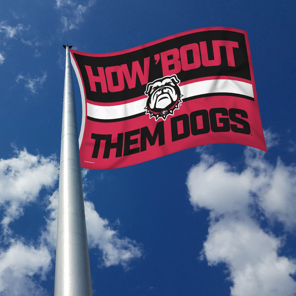 Rico Industries Georgia Bulldogs flag flying on pole outdoors offering durable display