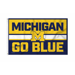 Rico Industries Michigan Wolverines flag front view showing team logo and bold colors for instant pride