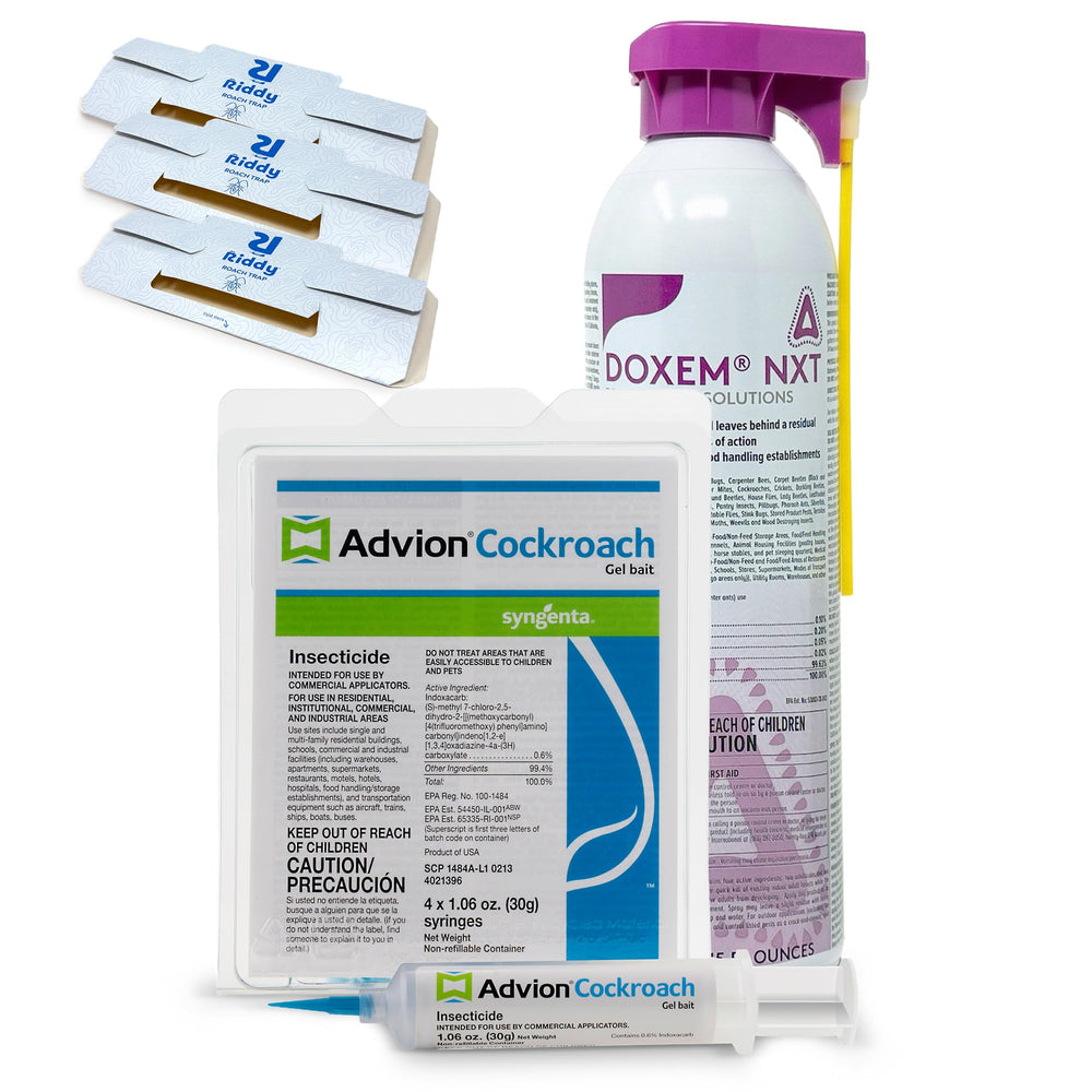 Riddy front packaging showing combo kit for complete cockroach control