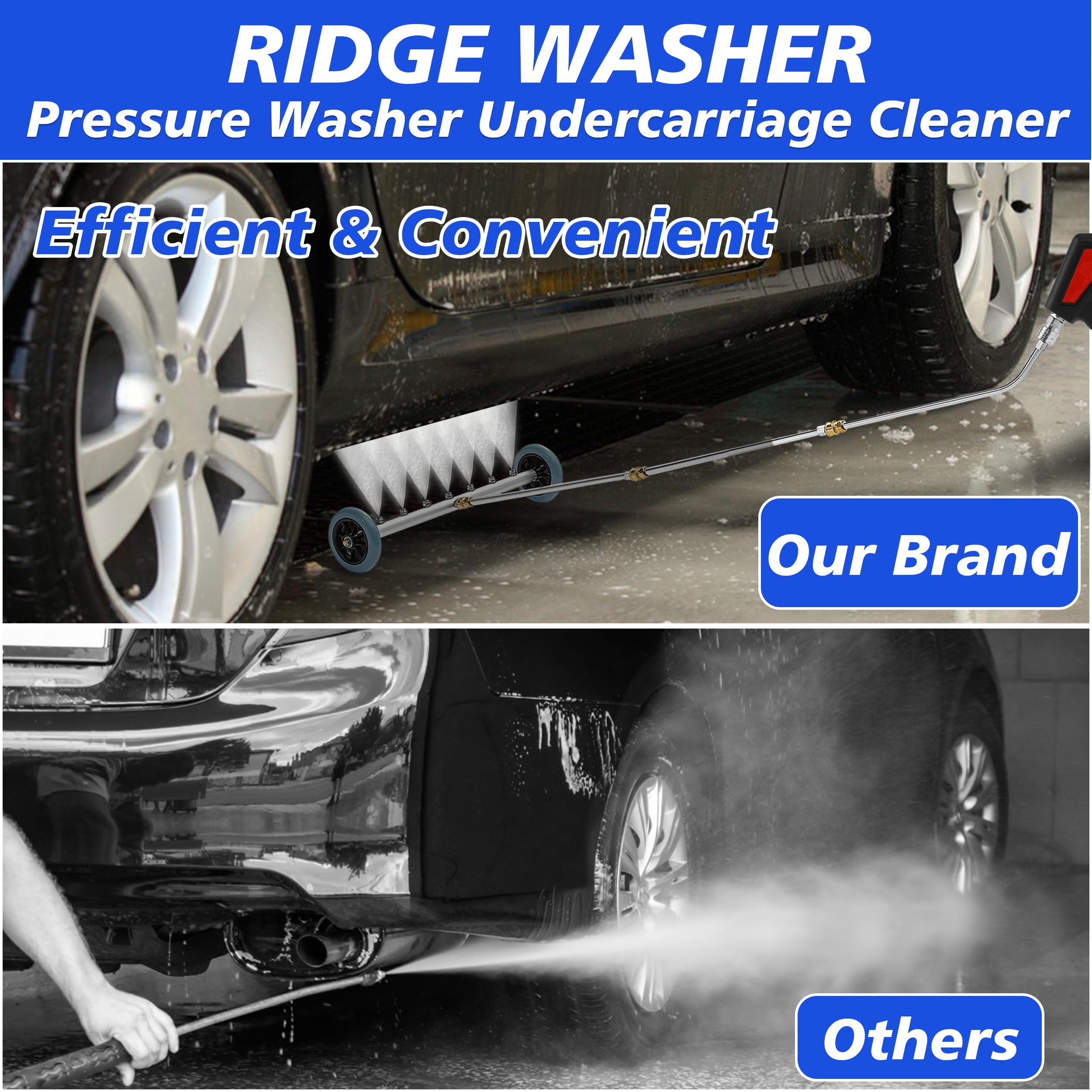 RIDGE WASHER assembled with straight and curved wands for extended reach and easy setup