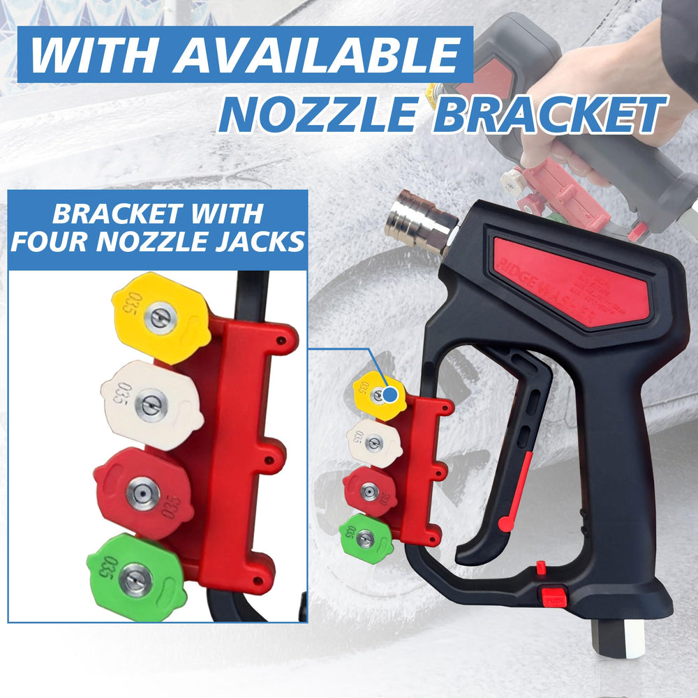RIDGE WASHER close-up of locking handle demonstrating safe single-hand operation