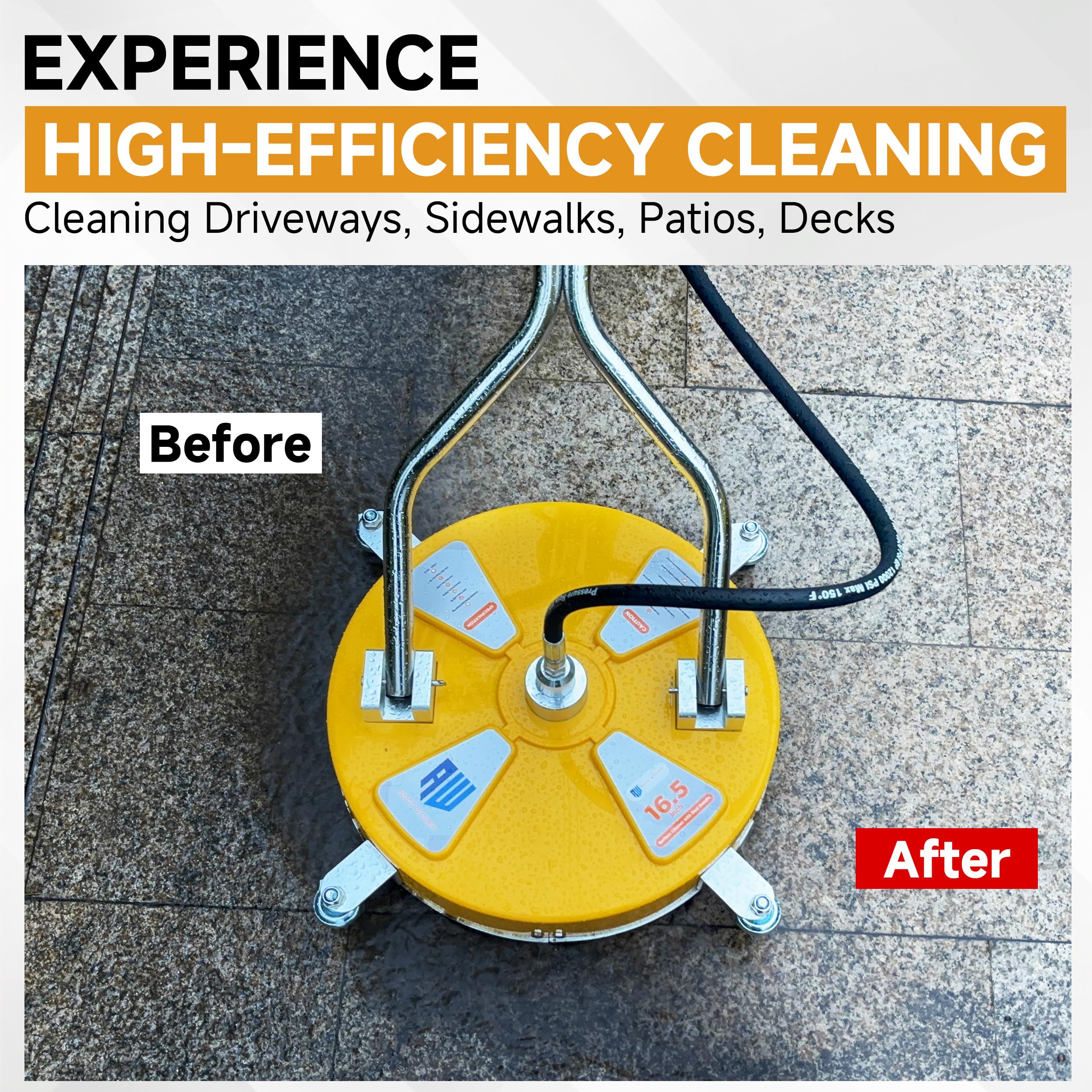 RIDGE WASHER close-up of rotating nozzles and brush showing splash reduction benefit