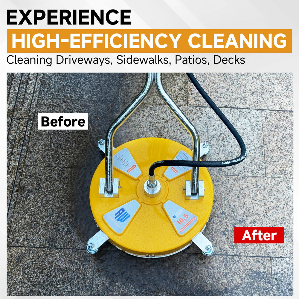 RIDGE WASHER close-up of rotating nozzles and brush showing splash reduction benefit
