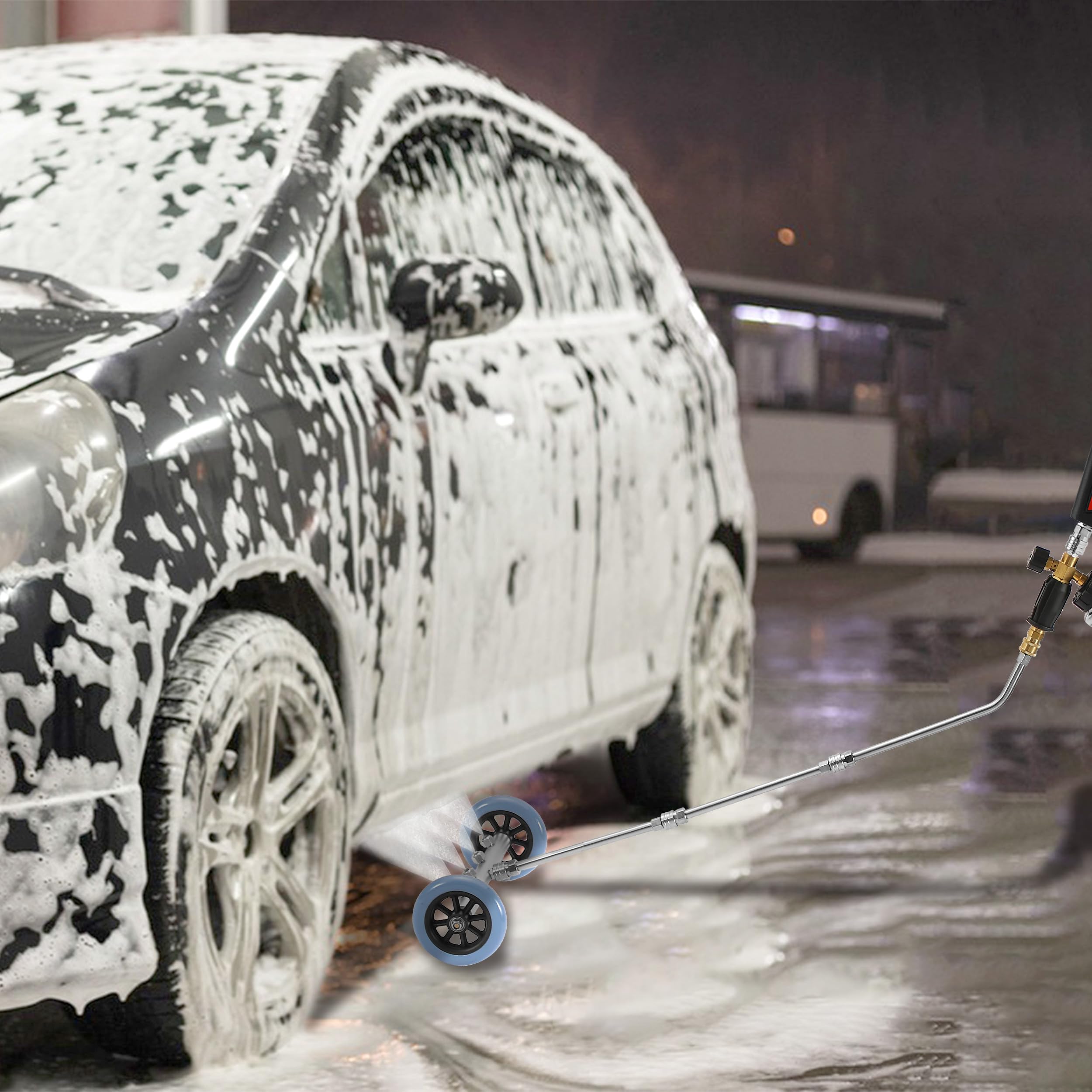 RIDGE WASHER foam cannon detail demonstrating thick foam coverage advantage