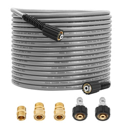 RIDGE WASHER front packaging showing 50ft hose and accessories, durable and ready