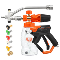 RIDGE WASHER front view foam cannon showing 1L bottle and gun, fast foaming