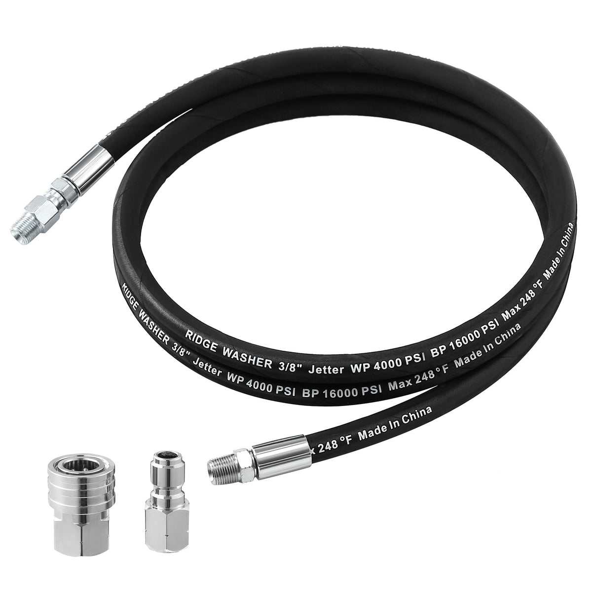 RIDGE WASHER front view showing hose and fittings for easy identification