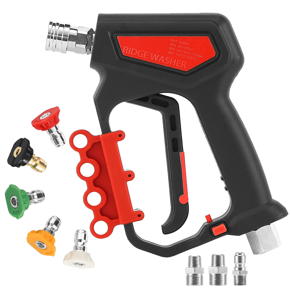 RIDGE WASHER front view showing compact short gun and ergonomic shape for control