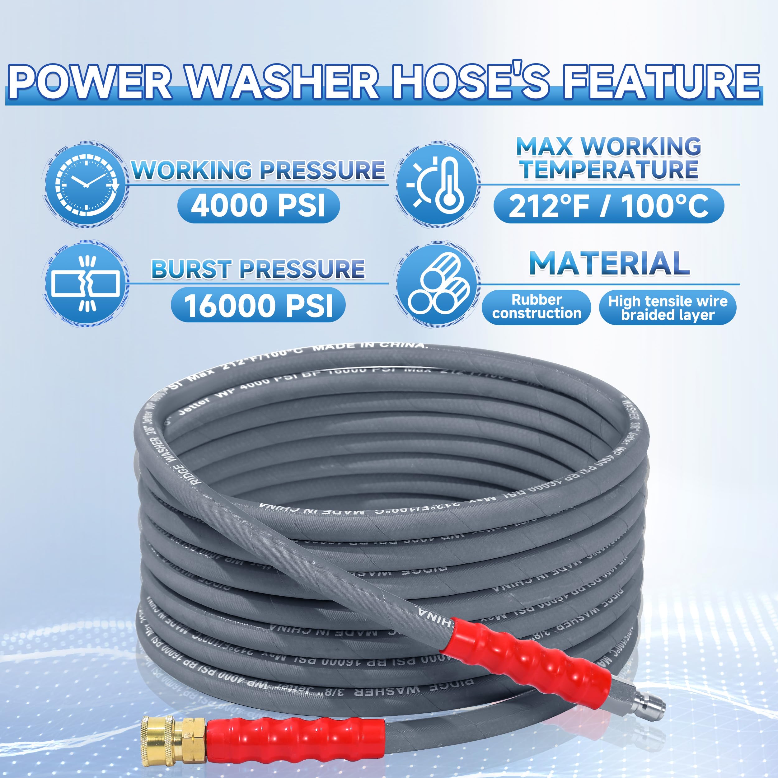 RIDGE WASHER hose texture detail showing braided reinforcement for durability