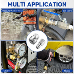 RIDGE WASHER adapter attached to pressure washer gun showing quick-connect convenience