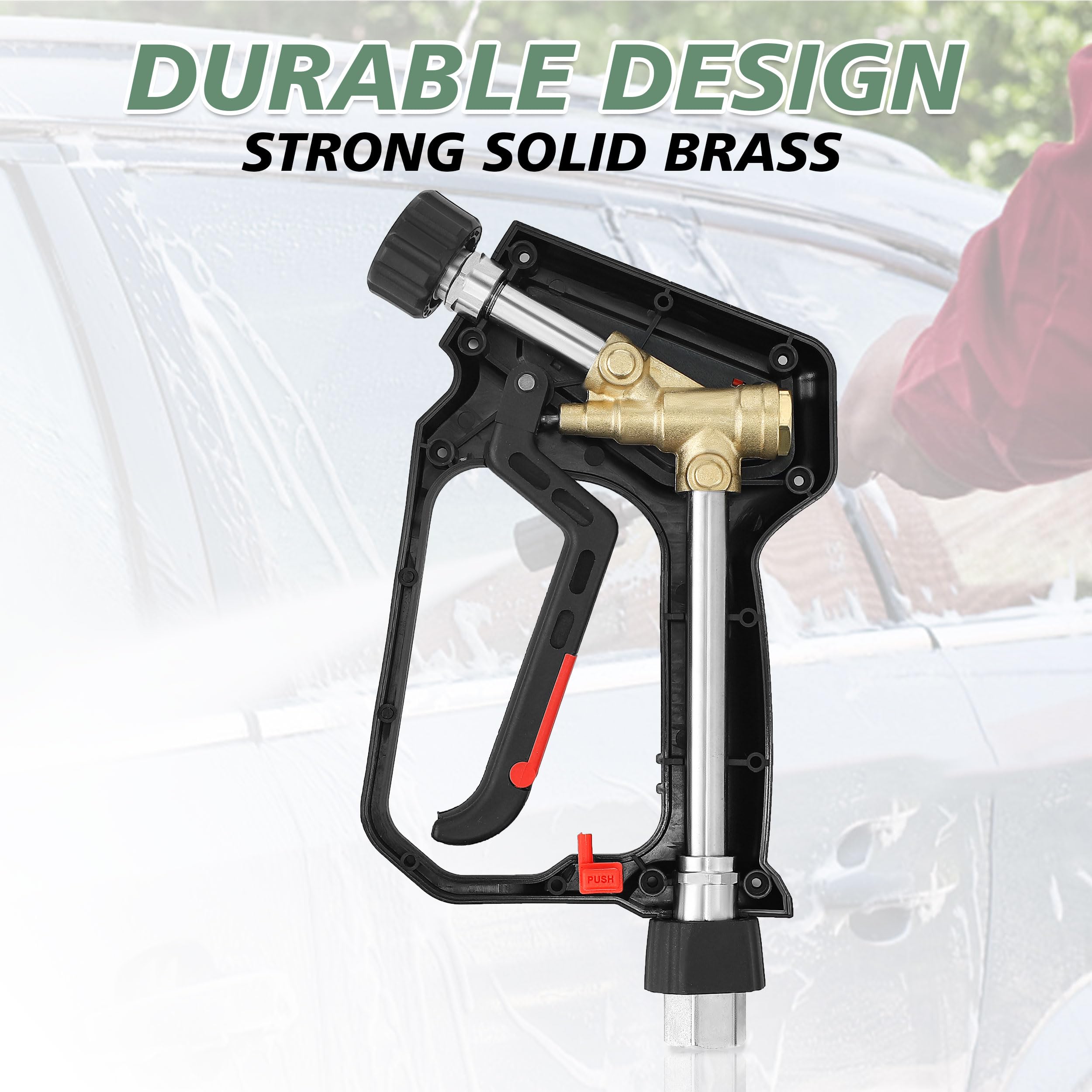 RIDGE WASHER pressure washer gun in use washing a car showing effective cleaning