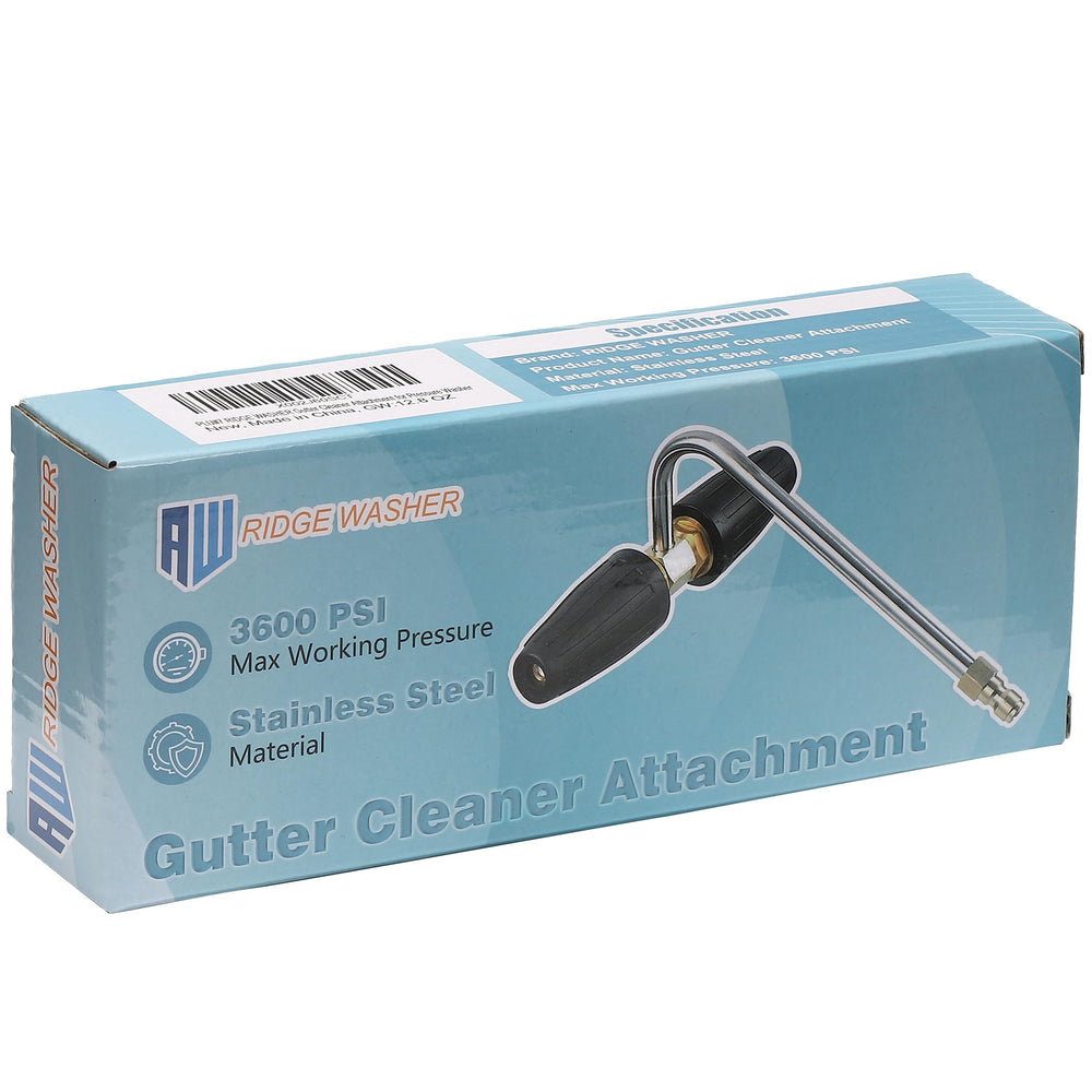 RIDGE WASHER label and 1/4-inch quick disconnector emphasizing fast attachment