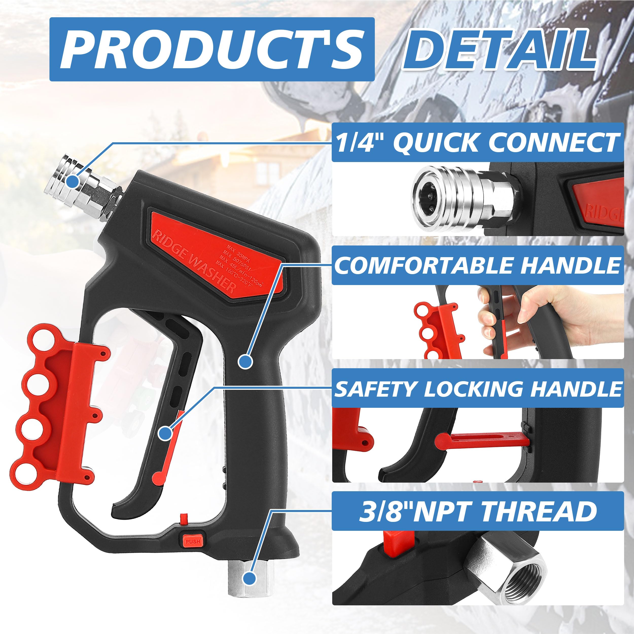 RIDGE WASHER four-hole nozzle bracket holding tips for quick nozzle swaps