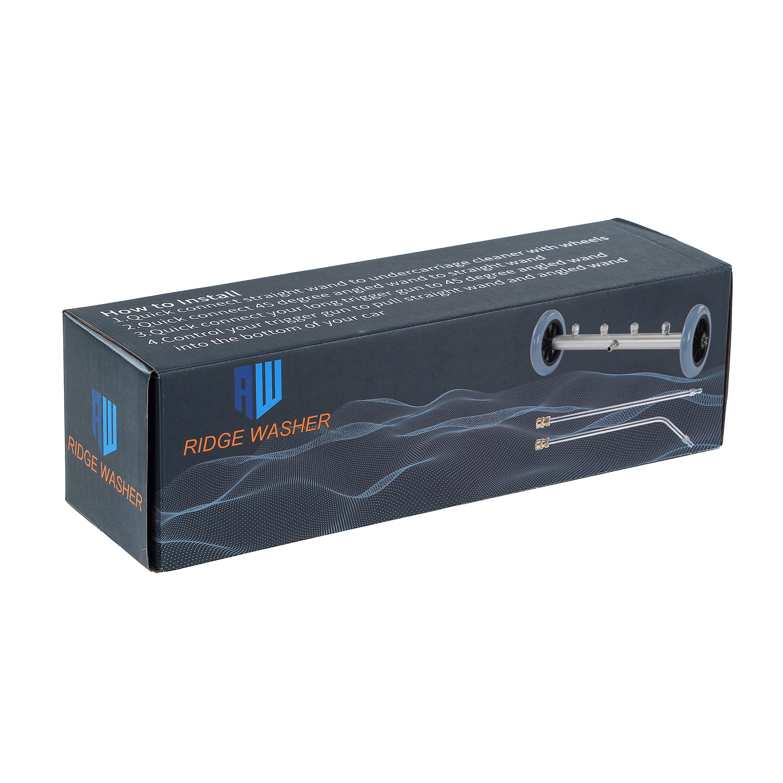 RIDGE WASHER boxed kit displaying head, wands, and quick-connect components