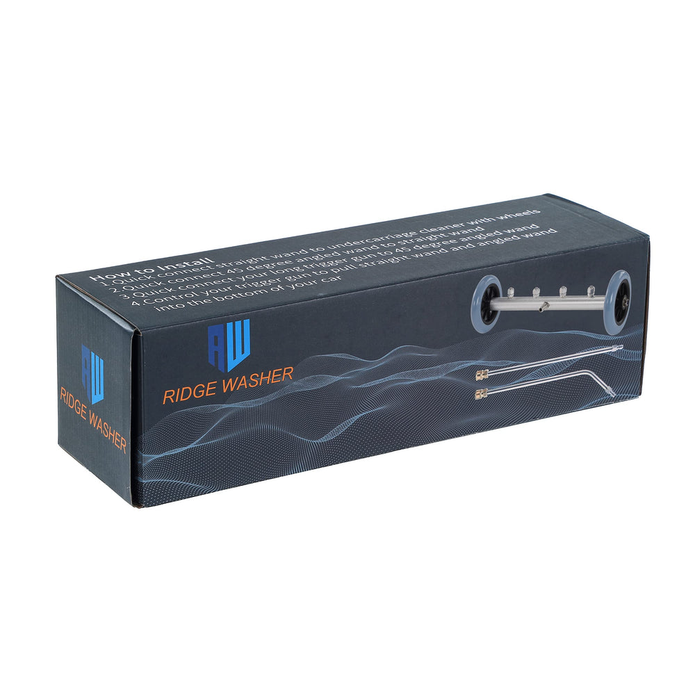 RIDGE WASHER boxed kit displaying head, wands, and quick-connect components