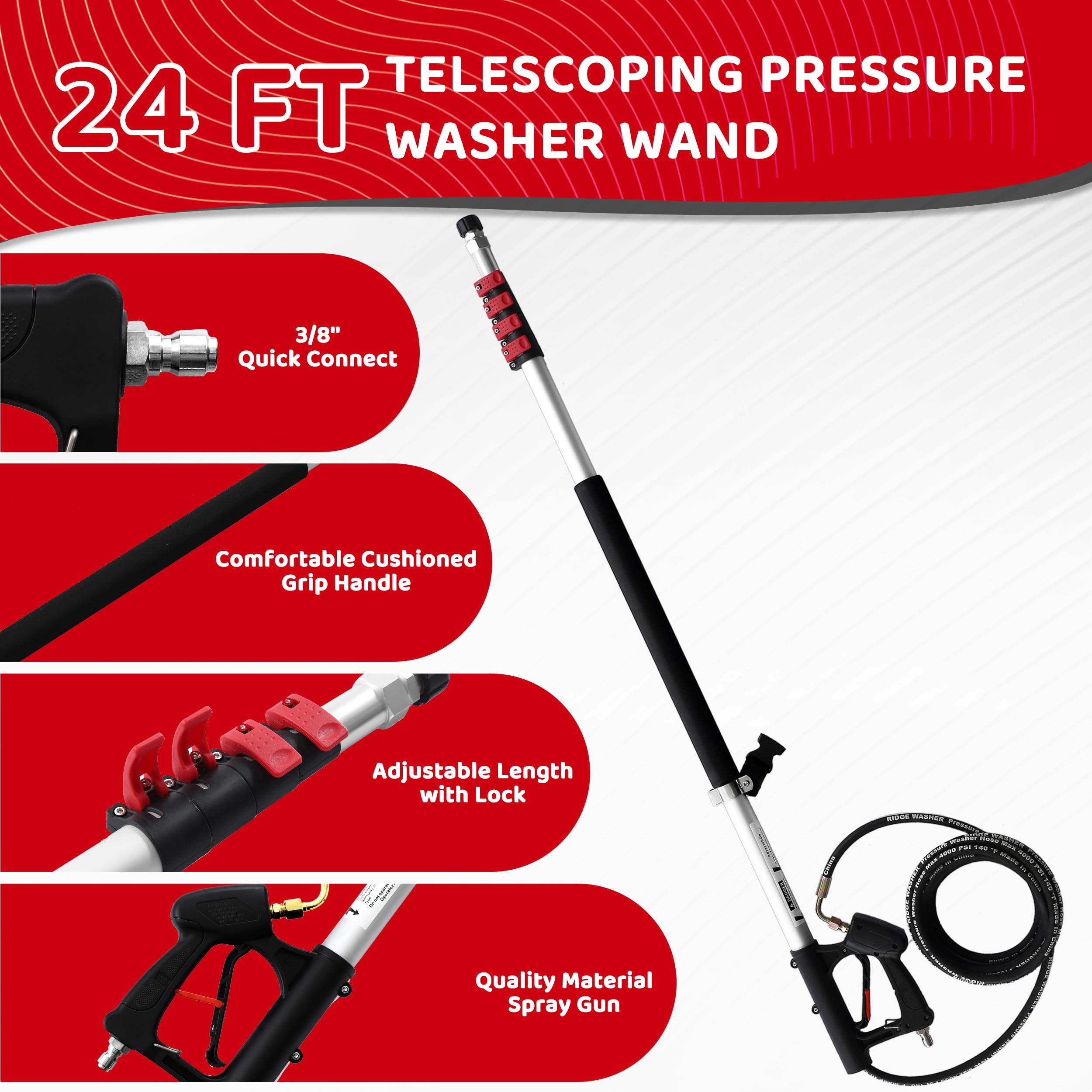 RIDGE WASHER rotating brush cleaning siding for gentle scrubbing action