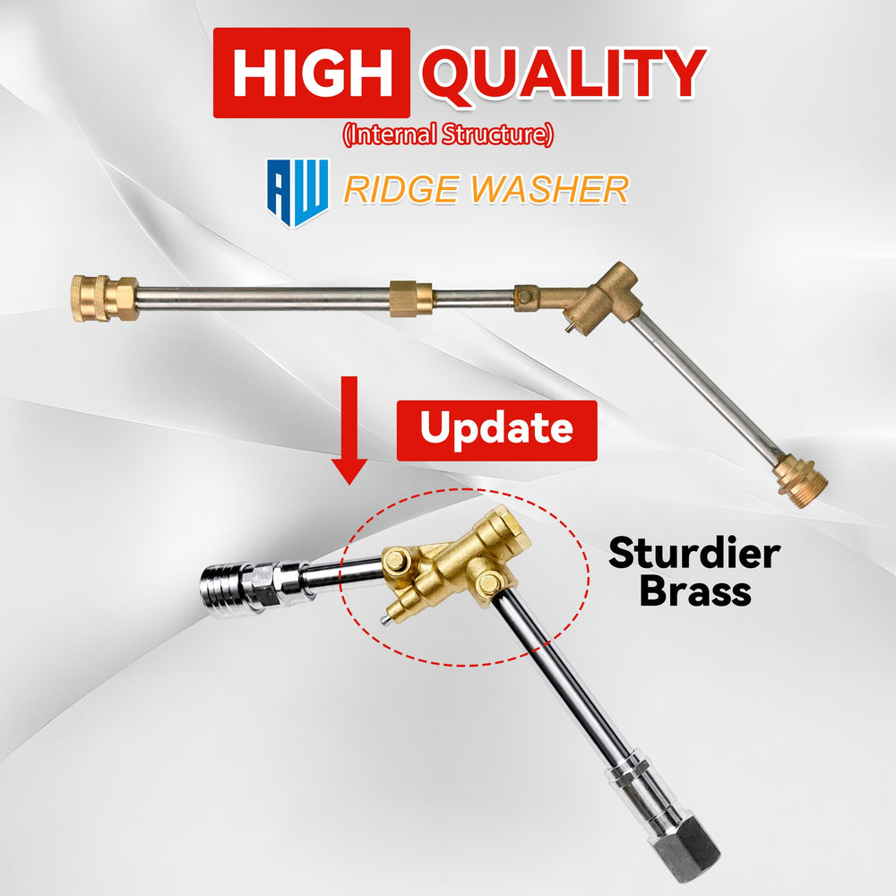 RIDGE WASHER gun next to a ruler for size and scale comparison benefit