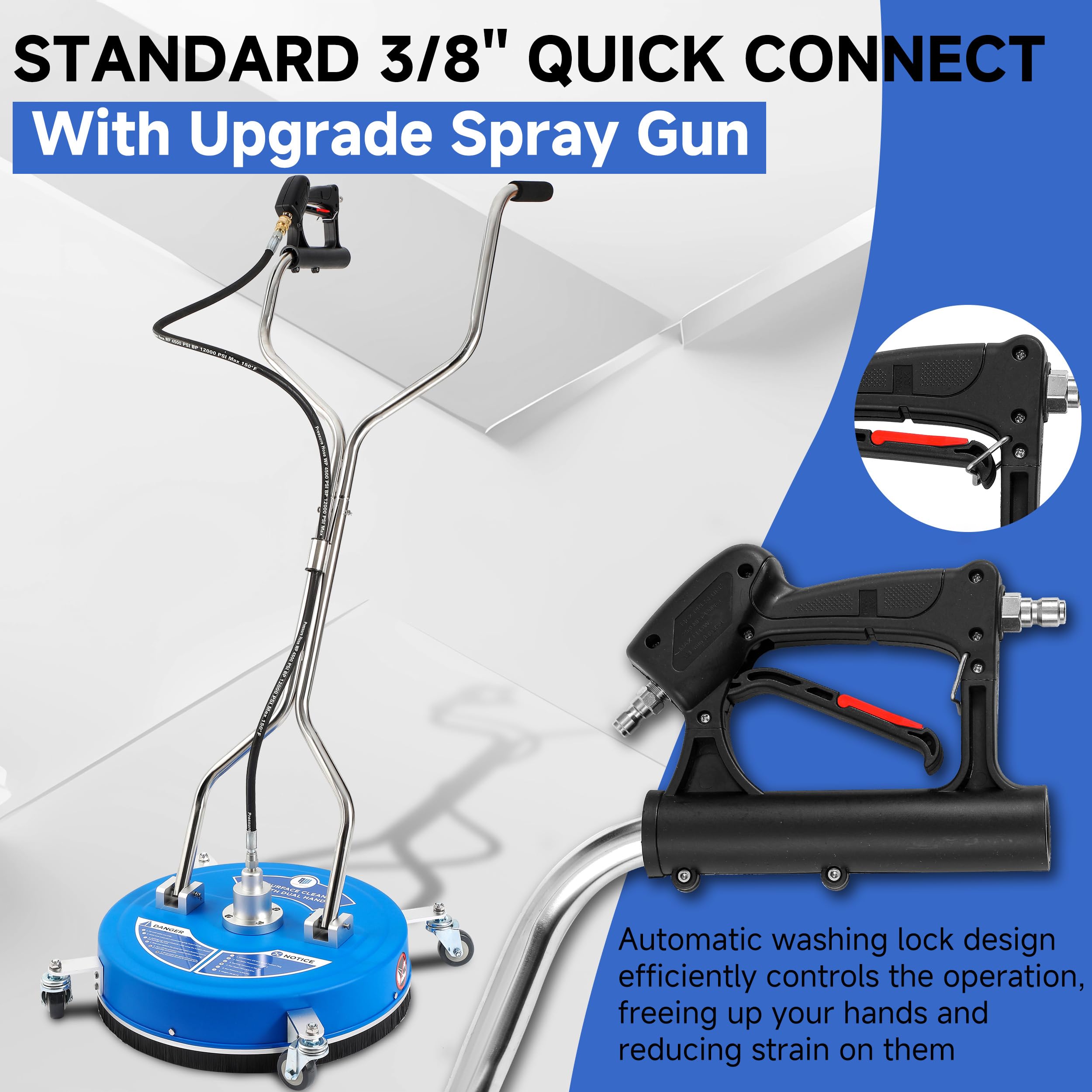 RIDGE WASHER next to pressure-washer hose to show 20-inch scale