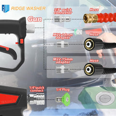 RIDGE WASHER swivel tail detail preventing hose kinks for easier maneuvering