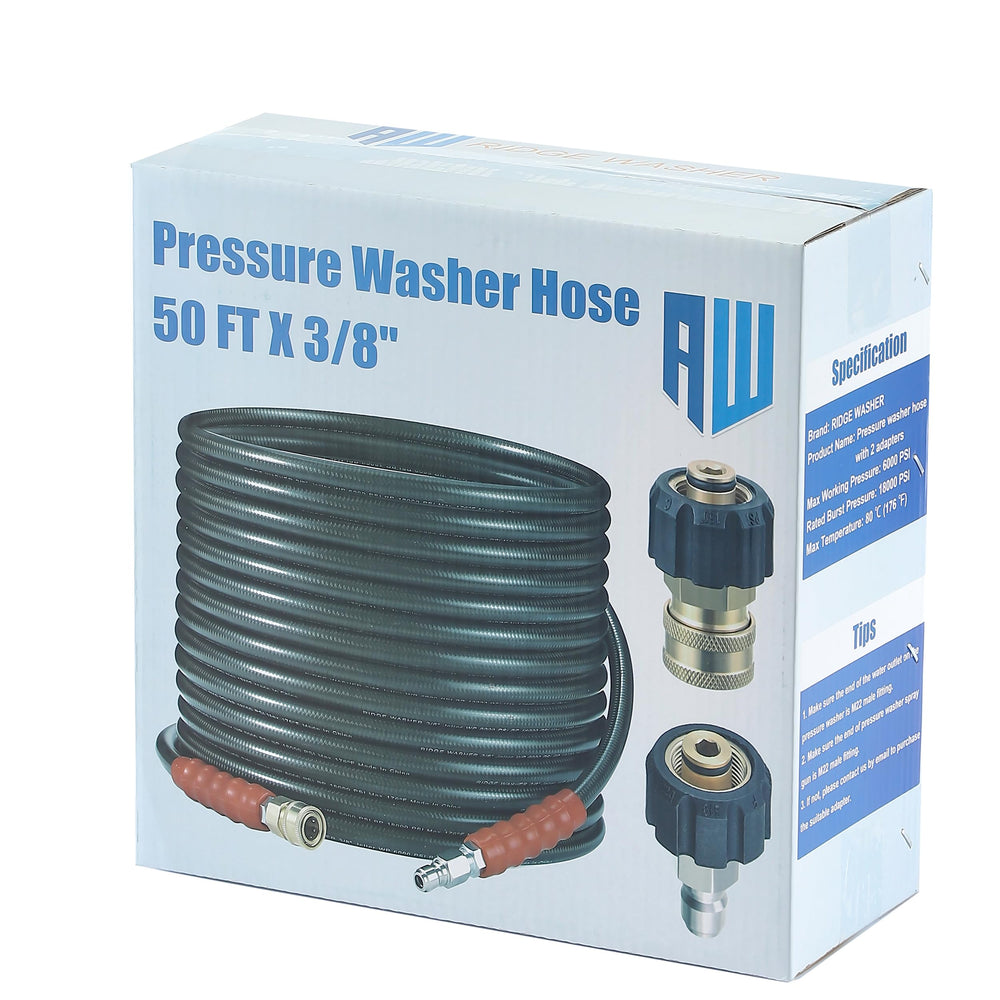 RIDGE WASHER temperature and pressure label for hot water and high-pressure use