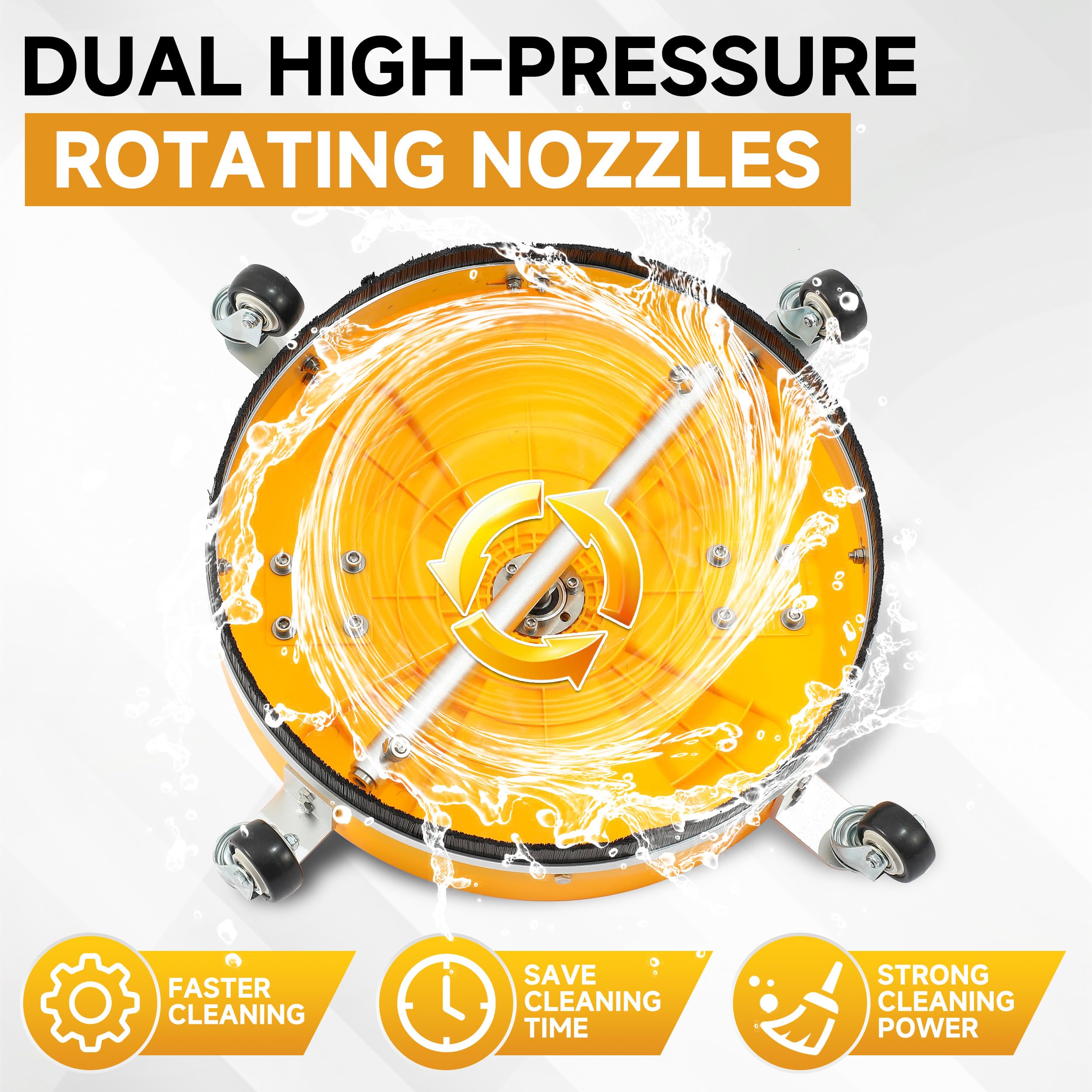 RIDGE WASHER four rotating wheels and base detail for smooth maneuverability