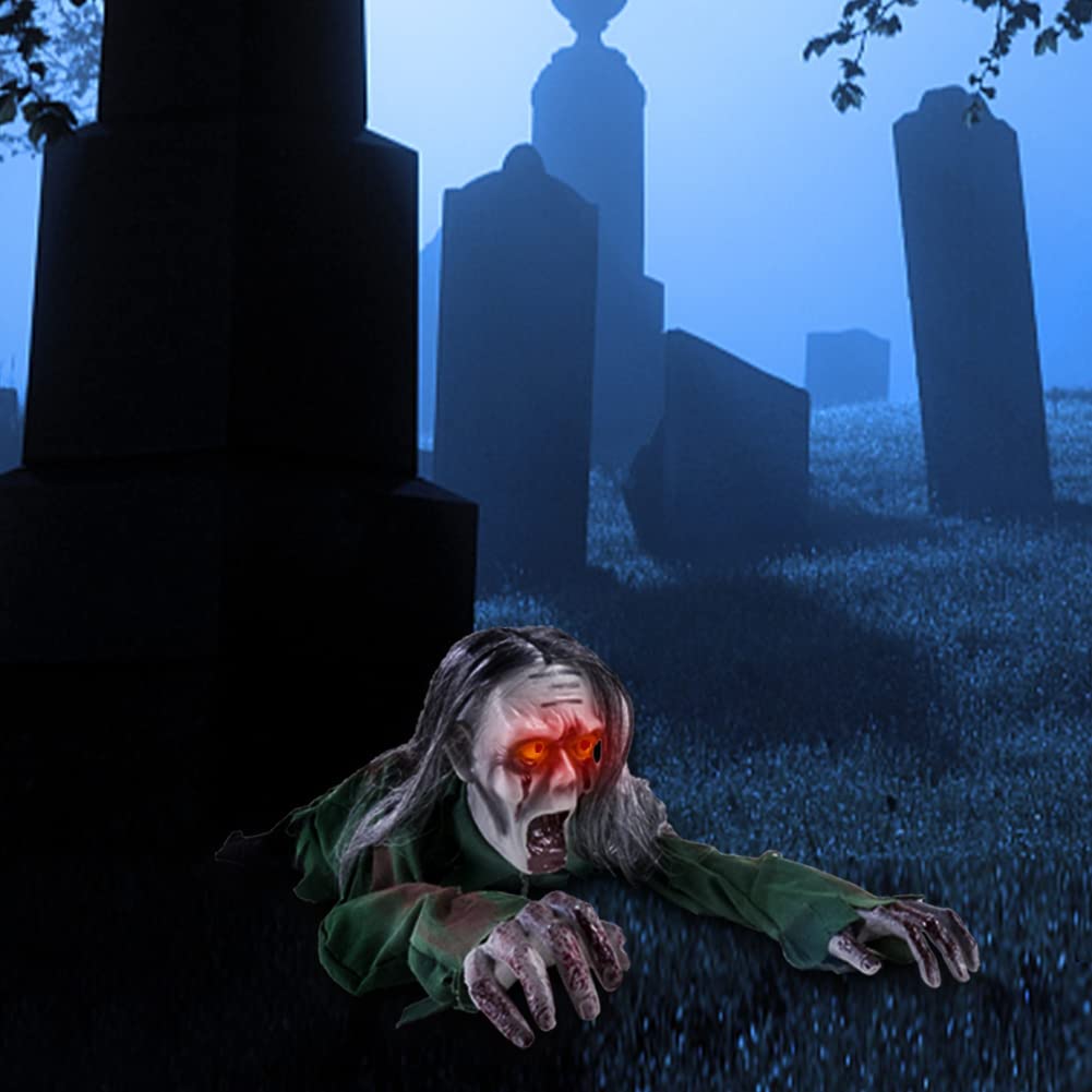 Ridota staged in yard with tombstones demonstrating spooky scene impact