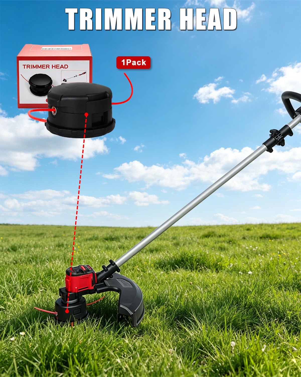 Rigshru installed on trimmer trimming lawn showing efficient yard maintenance