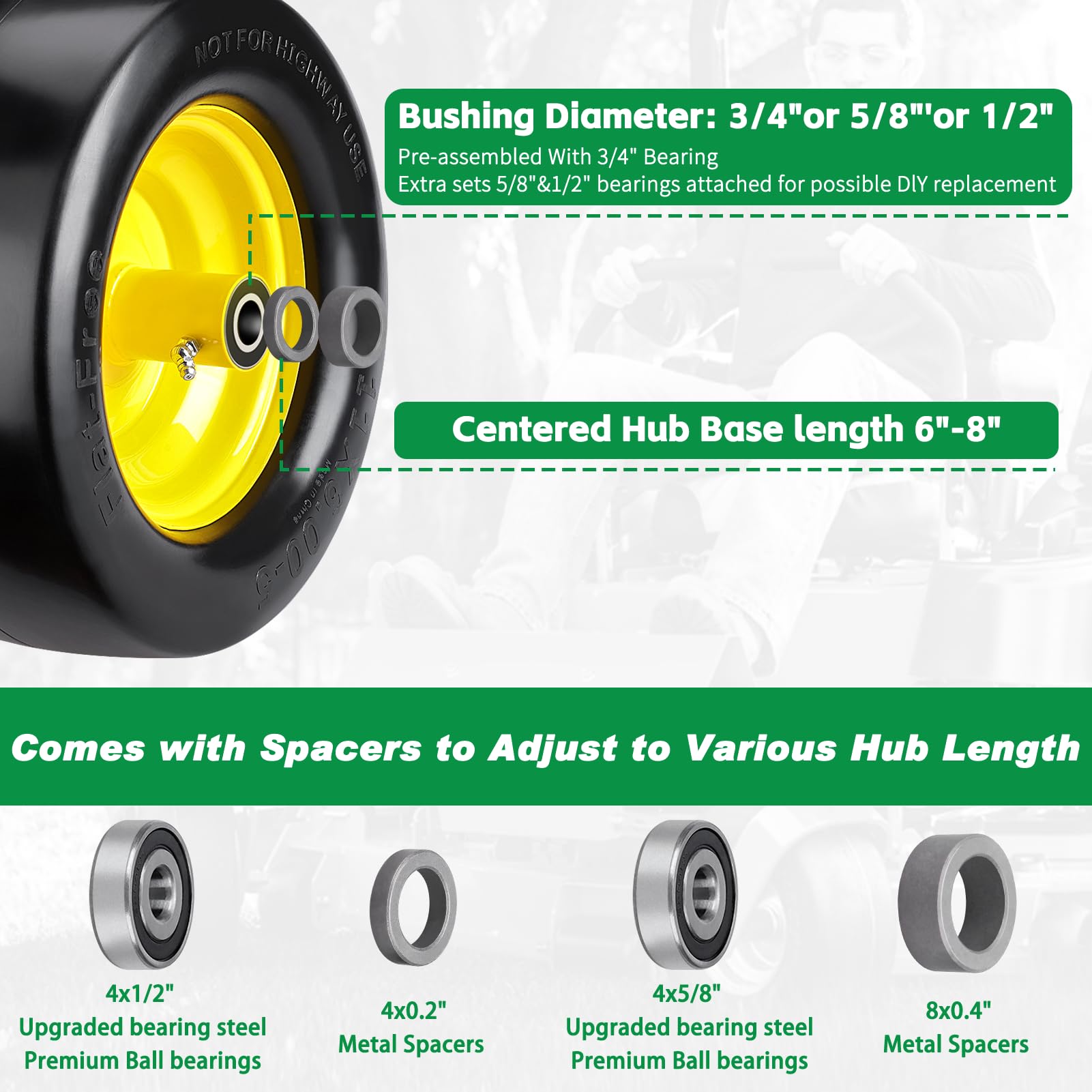 RIHYTAC bearings and metal spacers kit demonstrating easy fitment options