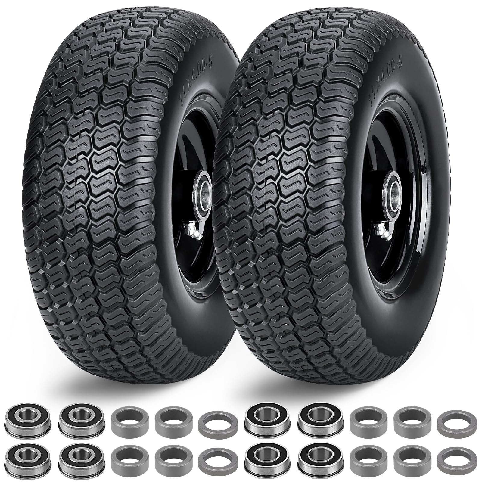 RIHYTAC front view of 11x4.00-5 assembly showing full wheel and rim durability